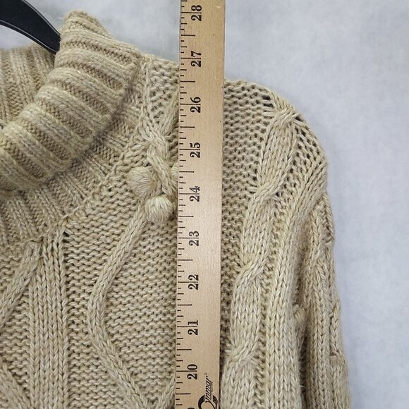 Cupcakes & Cashmere Turtleneck Women's Large Cable Knit Sweater Oatmeal Beige - Picture 8 of 10